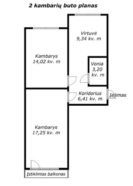 Parduodamas tvarkingas 2 kambarių butas Šiauliuose, Gardino g. 9