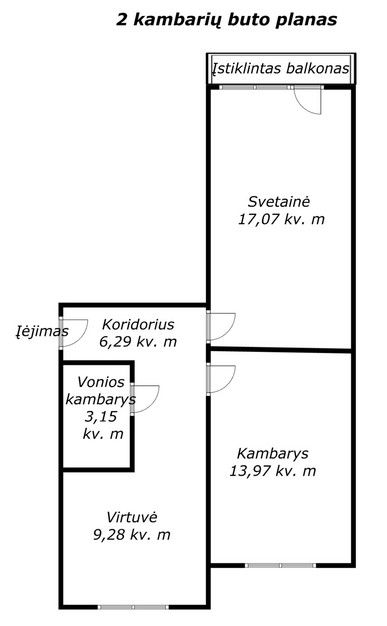 Parduodamas tvarkingas 2 kambarių butas &Scaron;iauliuose, Krymo g. 14