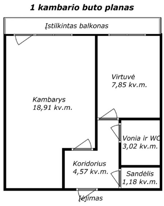 Parduodamas tvarkingas, su visais baldais ir buitine technika, 1 kambario butas, Laižuvos g. 10, Akmenė, Akmenės r.