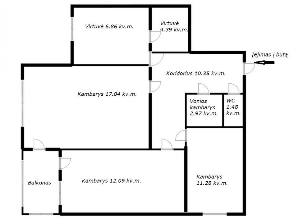 Parduodamas tvarkingas, &scaron;viesus ir labai &scaron;iltas 3 kambarių butas Maironio g. 34, Baisogaloje, Radvili&scaron;kio r.