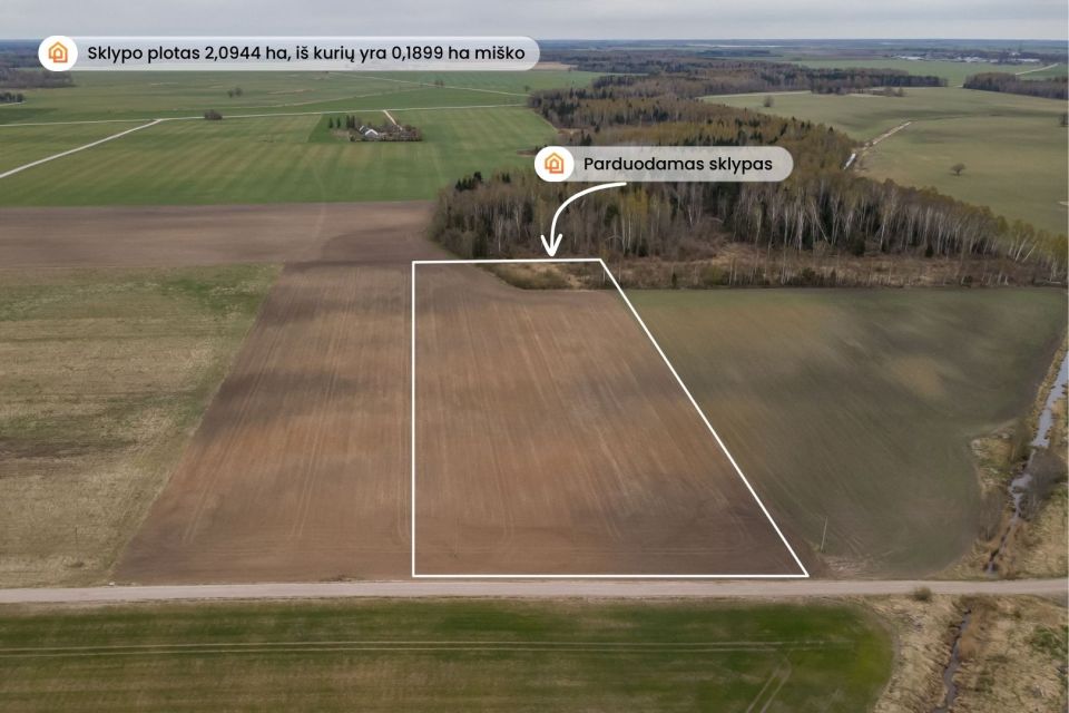 Parduodamas žemės ūkio paskirties sklypas Pakruojo rajone, Minelgių k.