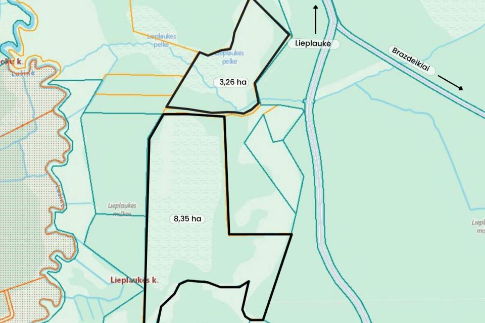 Parduodami du 11,61 ha bendro ploto sklypai gamtos apsuptyje, Lieplaukės k., Tel&scaron;ių r.