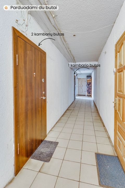 Parduodami du butai – 2 kambarių ir šalia esantis 1 kambario butas Pievų  g. 4, Radviliškyje