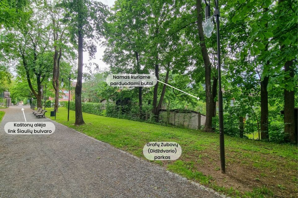 Parduodami du butai pačiame miesto centre besiribojančius su parku, Vaisių g. 6, &Scaron;iauliai