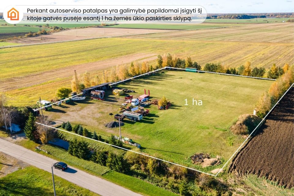 Parduodamos autoserviso patalpos su visa darbui reikalinga įranga Pakruojo r., Laipu&scaron;kių k.
