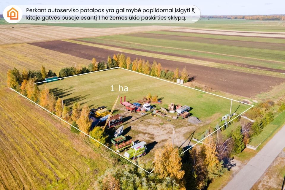 Parduodamos autoserviso patalpos su visa darbui reikalinga įranga Pakruojo r., Laipu&scaron;kių k.