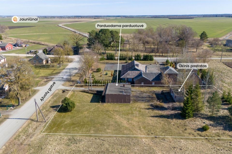 Parduodamos prekybinės paskirties komercinės patalpos Joni&scaron;kio r., Jauniūnuose, Ąžuolų g. 13