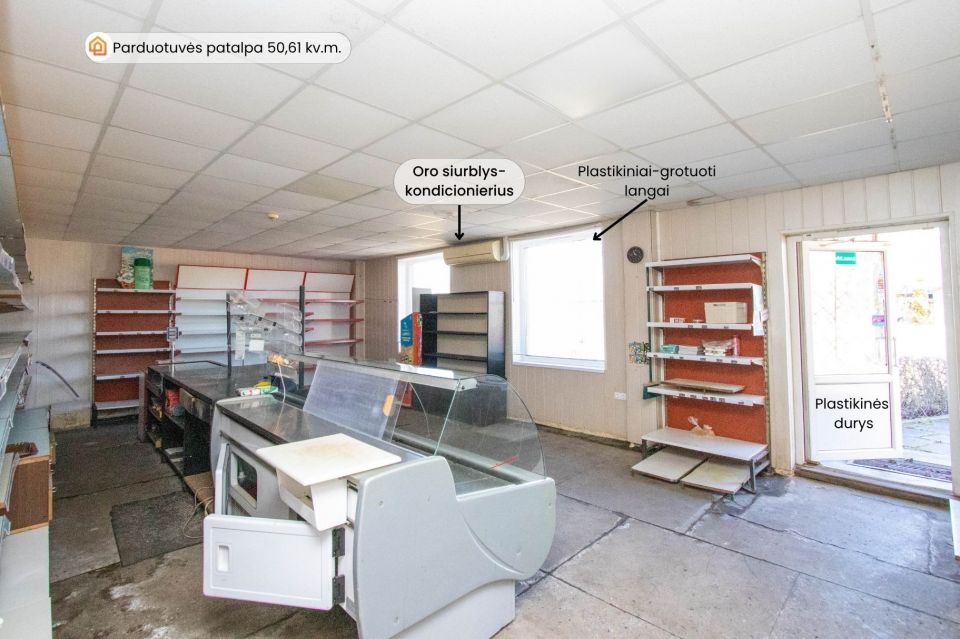 Parduodamos prekybinės paskirties komercinės patalpos Joni&scaron;kio r., Jauniūnuose, Ąžuolų g. 13