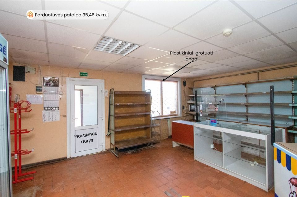 Parduodamos prekybinės paskirties komercinės patalpos, tinkamos nuomai arba nuosavam verslui adresu Mū&scaron;os g. 27, Mekių k., Joni&scaron;kio r.