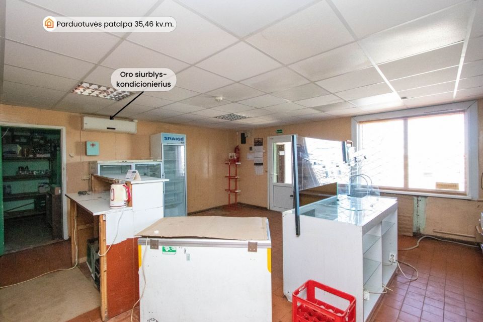 Parduodamos prekybinės paskirties komercinės patalpos, tinkamos nuomai arba nuosavam verslui adresu Mū&scaron;os g. 27, Mekių k., Joni&scaron;kio r.