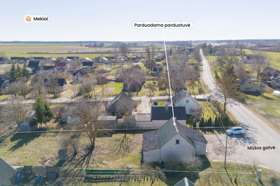 Parduodamos prekybinės paskirties komercinės patalpos, tinkamos nuomai arba nuosavam verslui adresu Mū&scaron;os g. 27, Mekių k., Joni&scaron;kio r.