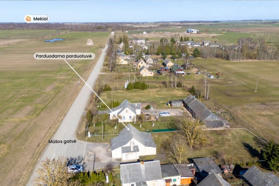 Parduodamos prekybinės paskirties komercinės patalpos, tinkamos nuomai arba nuosavam verslui adresu Mū&scaron;os g. 27, Mekių k., Joni&scaron;kio r.