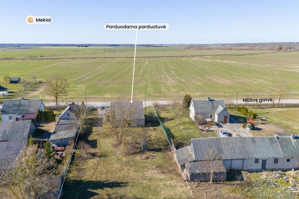 Parduodamos prekybinės paskirties komercinės patalpos, tinkamos nuomai arba nuosavam verslui adresu Mū&scaron;os g. 27, Mekių k., Joni&scaron;kio r.