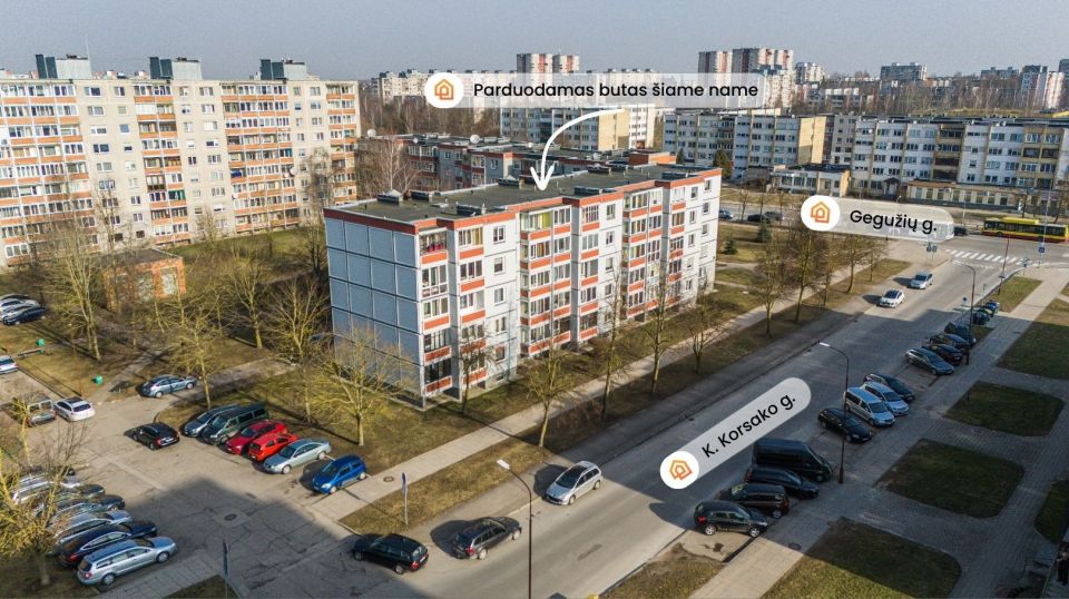 PILNAI ĮRENGTAS! ANTRAME AUKŠTE parduodamas 3 kambarių butas Korsako g. 2, Šiauliuose