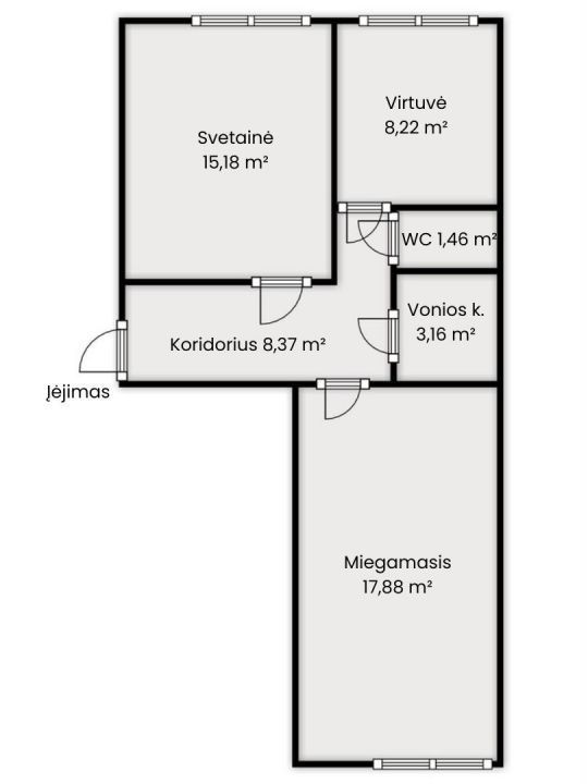 Prie &Scaron;iaulių miesto centrinės aik&scaron;tės parduodamas 2 kambarių butas &ndash; Varpo g. 27, vos keli žingsniai iki miesto bulvaro