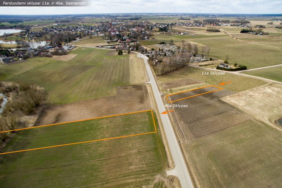Gera kaina, nuošaliau nuo miesto šurmulio parduodami  11a. ir 46a. sklypai Sasnavos m. Marijampolės r.