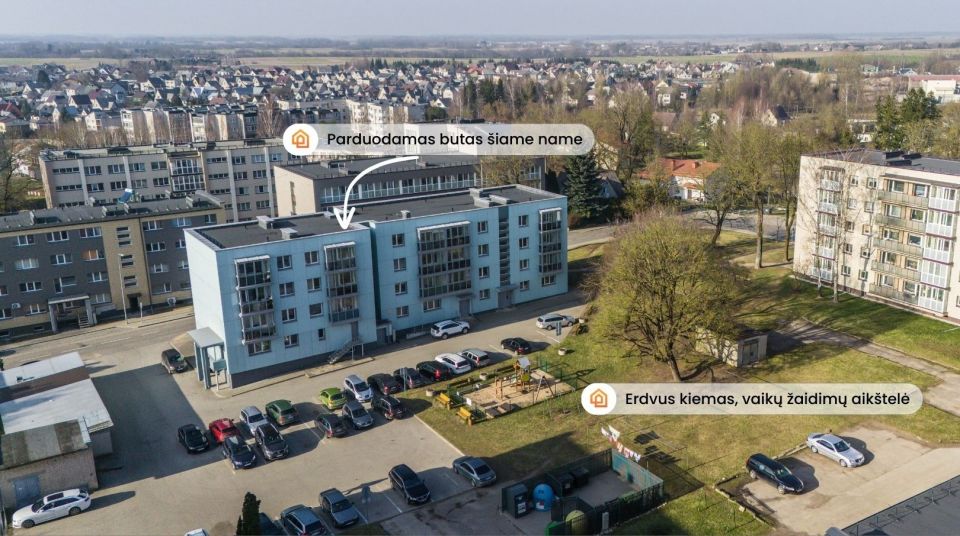 RENOVUOTAME NAME, miesto centre, parduodamas 2 kambarių butas, Jaunimo g. 14, Raseiniuose
