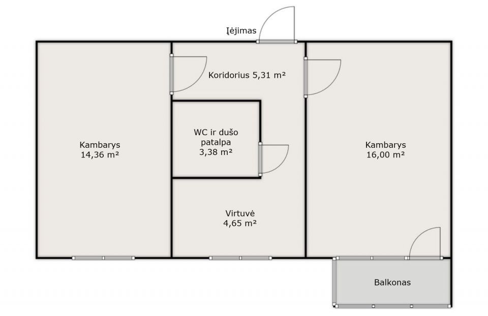 RENOVUOTAME NAME, miesto centre, parduodamas 2 kambarių butas, Jaunimo g. 14, Raseiniuose