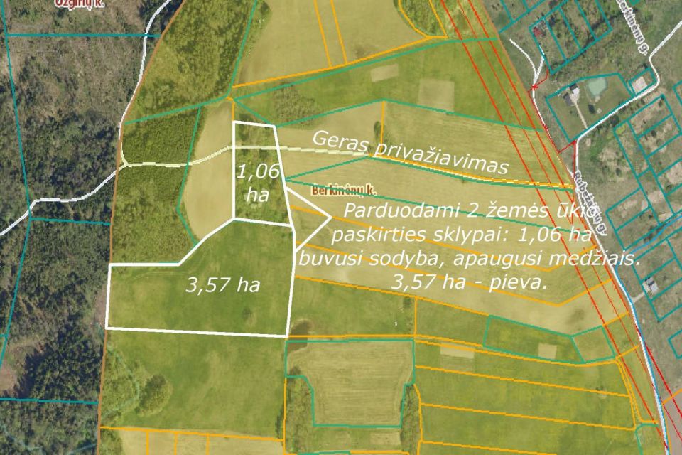 &Scaron;alia mi&scaron;ko! Parduodamas 4,63 ha žemės ūkio paskirties sklypas Tel&scaron;ių r., Ry&scaron;kėnų sen., Berkinėnų k.