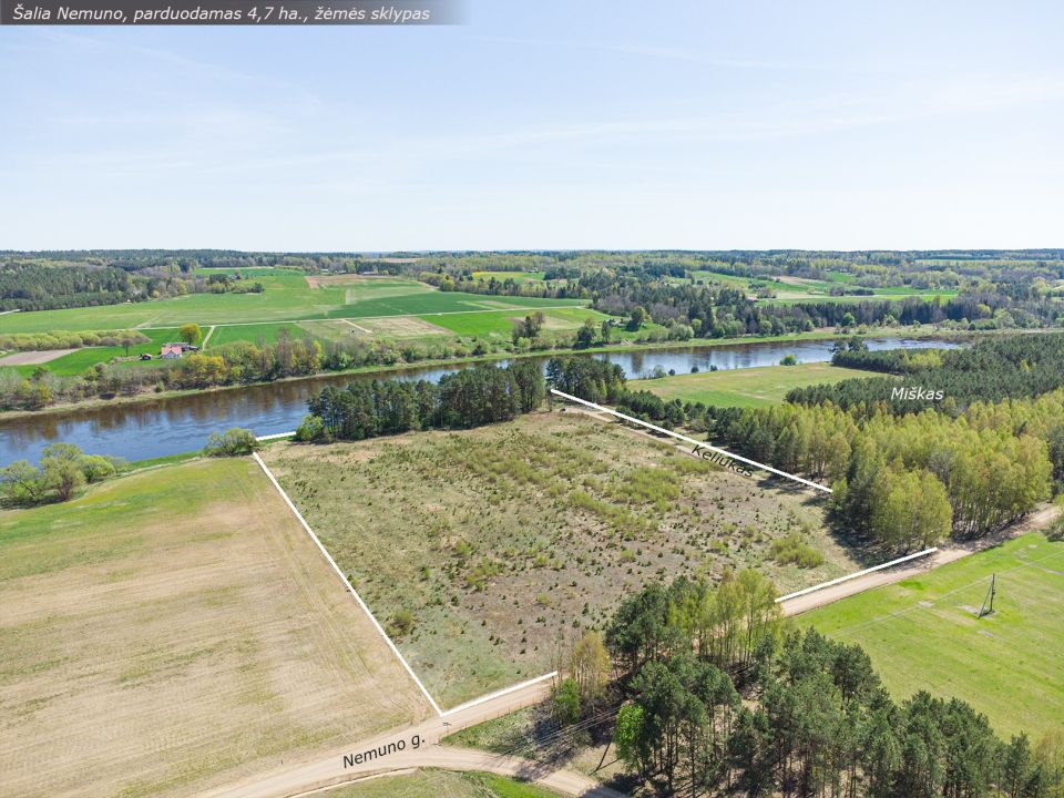 Šalia Nemuno, parduodamas 4,7 ha., žemės ūkio paskirties sklypas, Nemuno g., Naravų k., Prienų r.