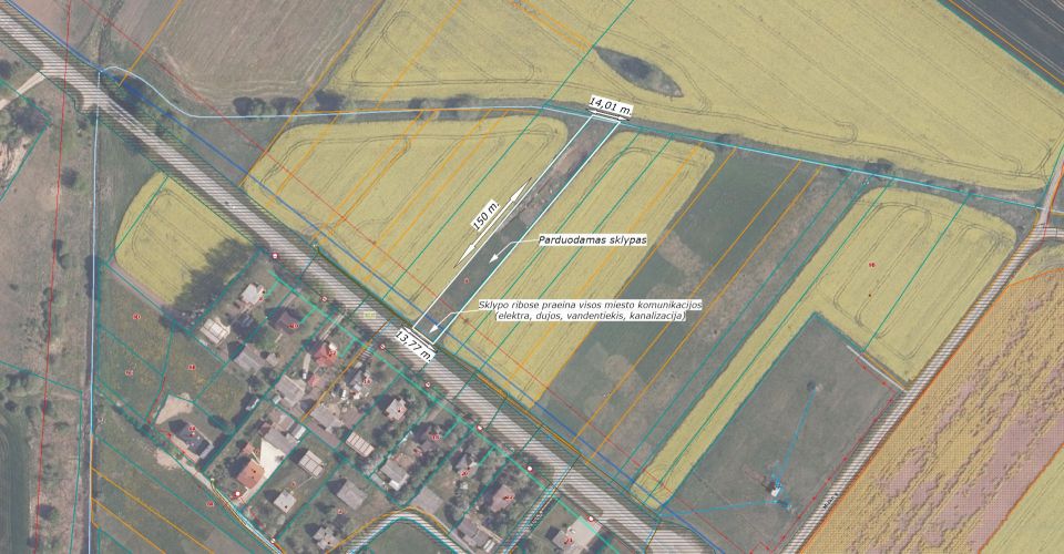Sklypo ribose visos miesto komunikacijos. Parduodamas 20,8 arų namų valdos sklypas Jonelaičių g. 9, Sauginiai, Šiaulių r.