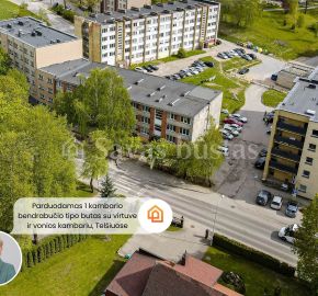 Parduodamas 1 kambario bendrabučio tipo butas su virtuve ir vonios kambariu, Telšiuose, Džiugo g. 1