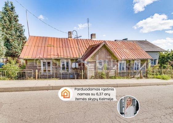 Parduodamas rąstinis namas su 6,37 arų žemės sklypu Kalnų g., Kelmėje.