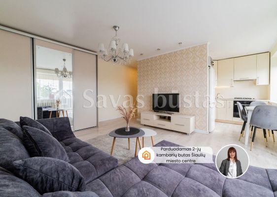 Miesto centre, parduodamas šiuolaikiško interjero 2 kambarių butas, Ežero g. 3, Šiauliuose