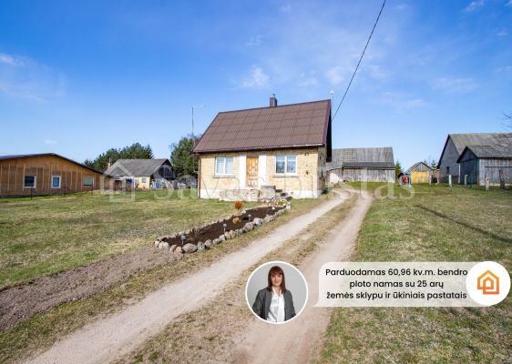 Parduodama sodyba Kelmės r., Grimzių k. 43 su mūriniu 60,69 kv.m. namu ir 25 arų sklypu