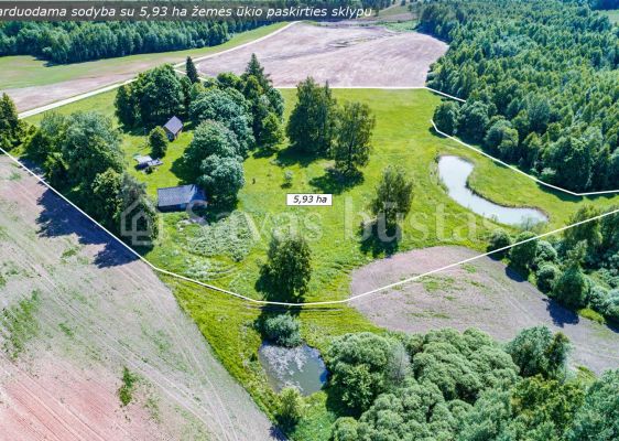 Parduodama sodyba su 5,93 ha žemės ūkio paskirties sklypu Rokiškio r., Tervydžių k.
