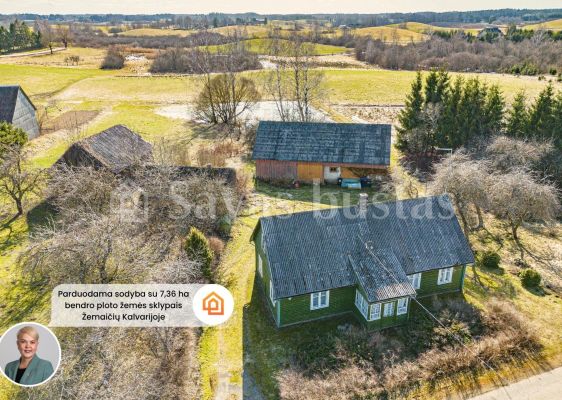 Parduodama sodyba su 7,36 ha bendro ploto sklypais Platelių g. 5, Žemaičių Kalvarijoje, Plungės r.