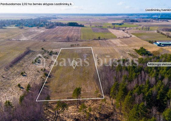 Parduodamas 2.02 ha žemės ūkio paskirties sklypas, Lazdininkų k. Darbėnų sen. Kretingos r.sav