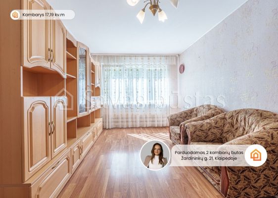 Parduodamas 2 kambarių butas su balkonu 1-jame aukšte, Žardininkų g. 21, Klaipėdoje
