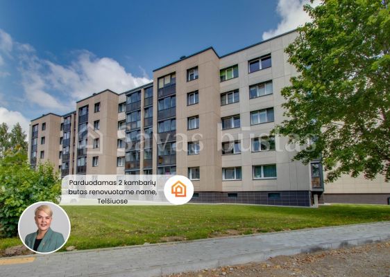 Parduodamas 2 kambarių butas Telšiuose, renovuotame name, šalia Masčio ežero, Kauno g. 11