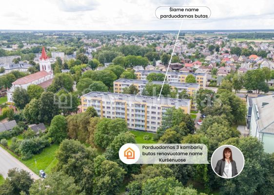 Parduodamas erdvus 3 kambarių butas renovuotame name V. Dambrausko g. 14, Kur&scaron;ėnuose