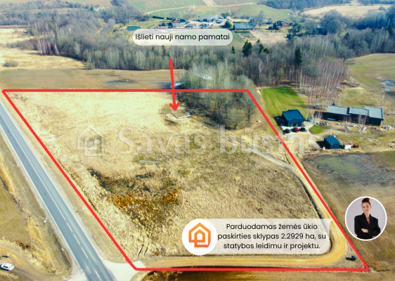 Parduodamas sklypas su namo projektu Kai&scaron;iadorių raj., Pavuolio km.