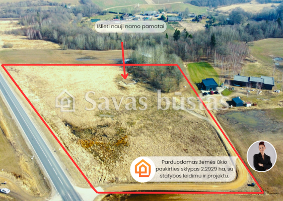 Parduodamas sklypas su namo projektu Kai&scaron;iadorių raj., Pavuolio km.