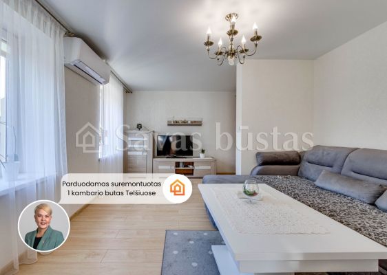 Parduodamas suremontuotas 1 kambario butas Telšiuose, Luokės g. 35