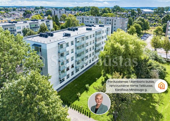 Parduodamas tvarkingas 1 kambario butas renovuotame name Tel&scaron;iuose, Karaliaus Mindaugo g. 37