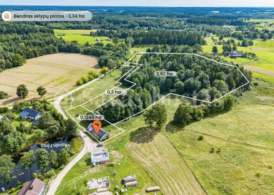 Parduodami 3,34 ha bendro ploto sklypai su vandens malūnu Kuodžių k., Tel&scaron;ių r.