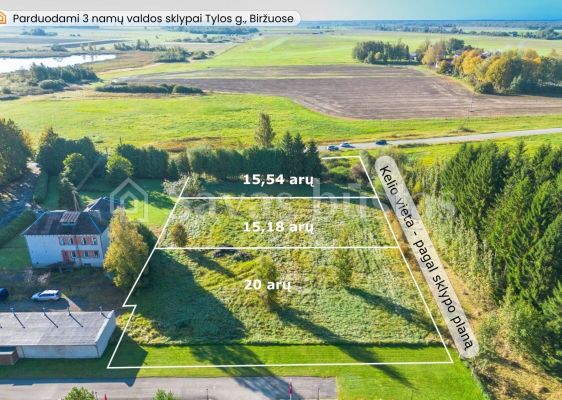 Parduodami 3 greta esantys namų valdos sklypai Tylos g., Biržuose