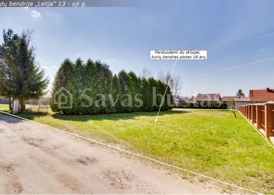 Parduodami du greta esantys sklypai, kurių bendras plotas 18 arų Lelijos sodų 13 – oji g., Šiauliuose