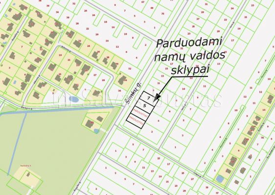 Parduodami namų valdos žemės sklypai po 10 arų, Šimkų g., Radailių k., Klaipėdos r