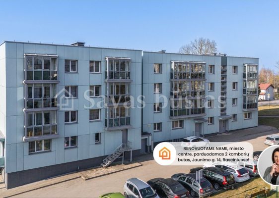 RENOVUOTAME NAME, miesto centre, parduodamas 2 kambarių butas, Jaunimo g. 14, Raseiniuose