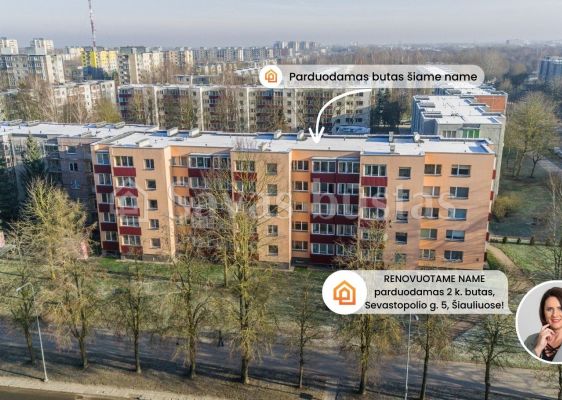RENOVUOTAME NAME parduodamas 2 kambarių butas, Sevastopolio g. 5,  Šiauliuose