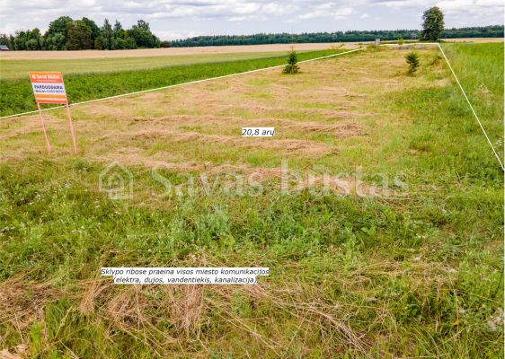 Sklypo ribose visos miesto komunikacijos. Parduodamas 20,8 arų namų valdos sklypas Jonelaičių g. 9, Sauginiai, Šiaulių r.