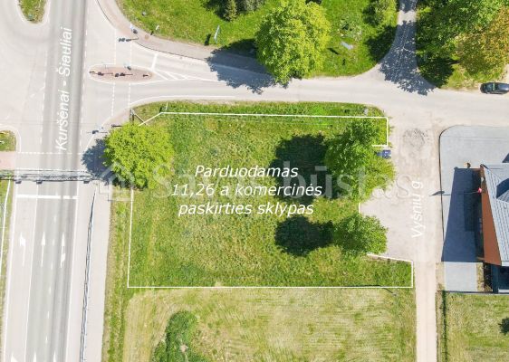 Sumažinta kaina! Strateginėje vietoje, prie kelio Šiauliai - Kuršėnai parduodamas 11,26 arų komercinės paskirties žemės sklypas Šiaulių r., Lukšių k., Vyšnių g. 2