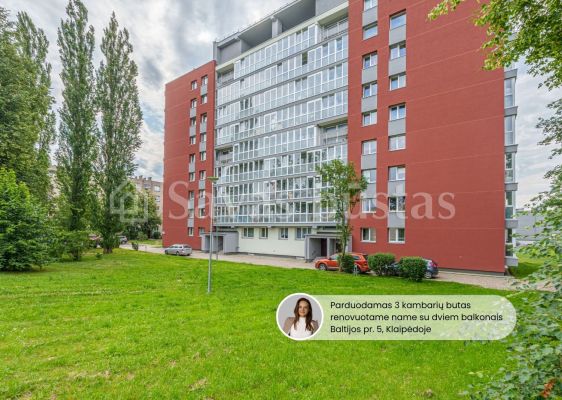 Parduodamas butas Klaipėdoje, Baltijos pr. 5 - 3 kambarių su dviem balkonais, renovuotame mūriniame name, komfortiškam gyvenimui ar investicijai
