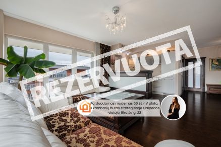 Parduodamas modernus 66,92 m&sup2; ploto, 3 kambarių butas strategi&scaron;koje Klaipėdos vietoje, Birutės g. 22,  &scaron;alia prekybos centro &bdquo;Akropolis"