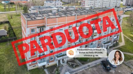Parduodamas &scaron;viesus ir tvarkingas 1 kambario butas su holu Vilniaus g. 44, Skuode